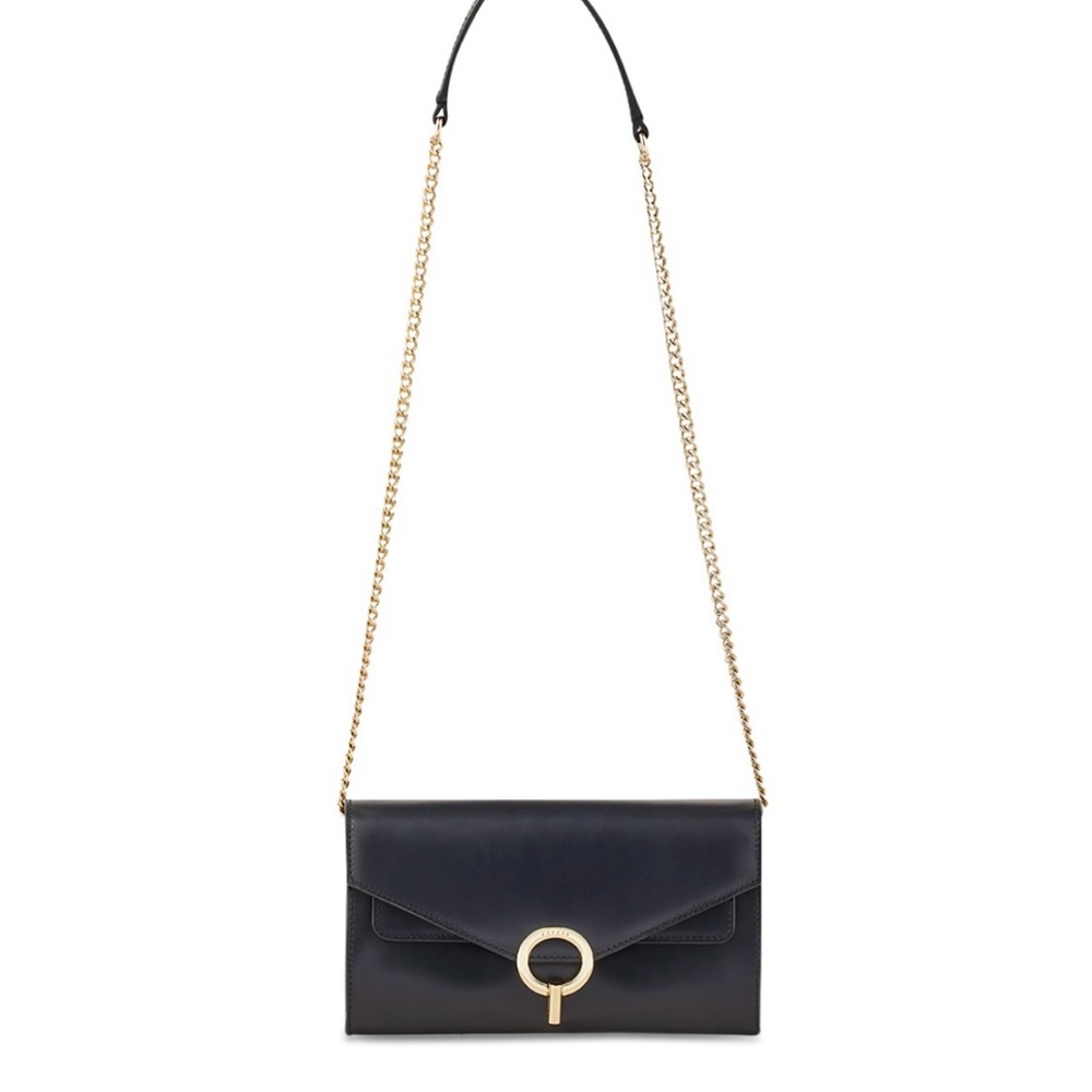 Sandro Black and Gold Crossbody Bag with Chain Strap